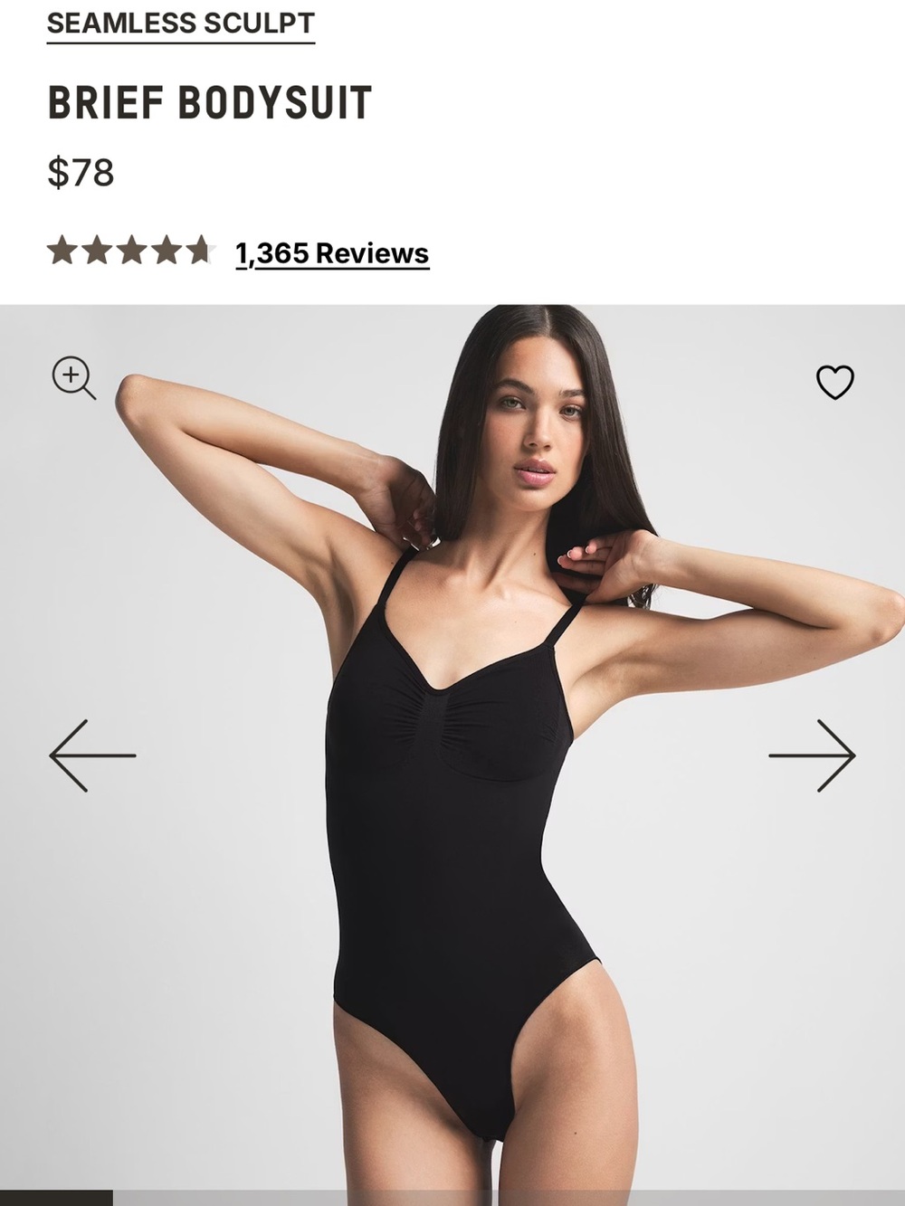 SKIMS Seamless Sculpt Brief Bodysuit in Black